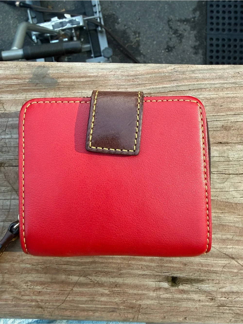 Vintage Dooney & Bourke Red Leather Bifold Wallet